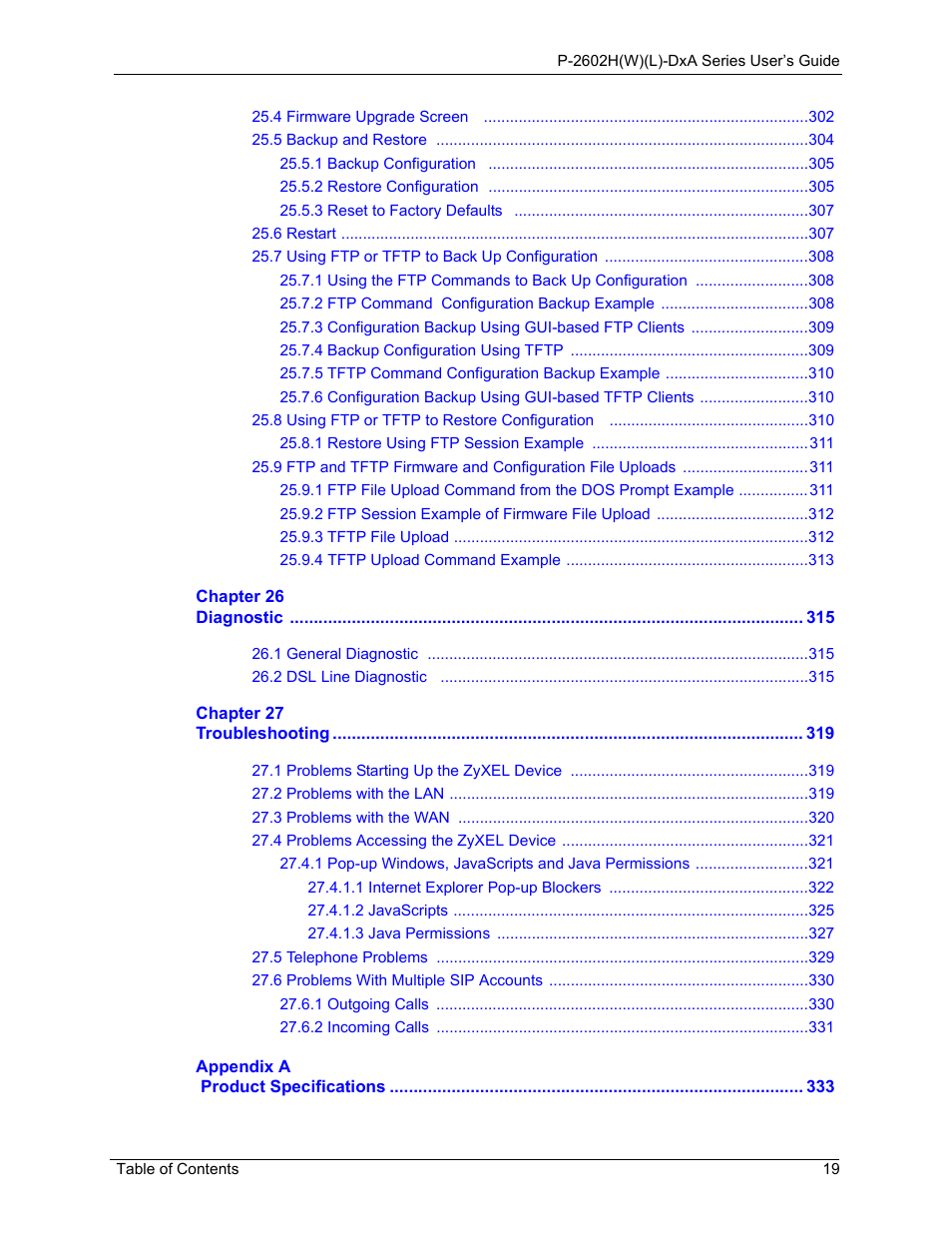 ZyXEL Communications P-2602HW(L) Series User Manual | Page 19 / 427