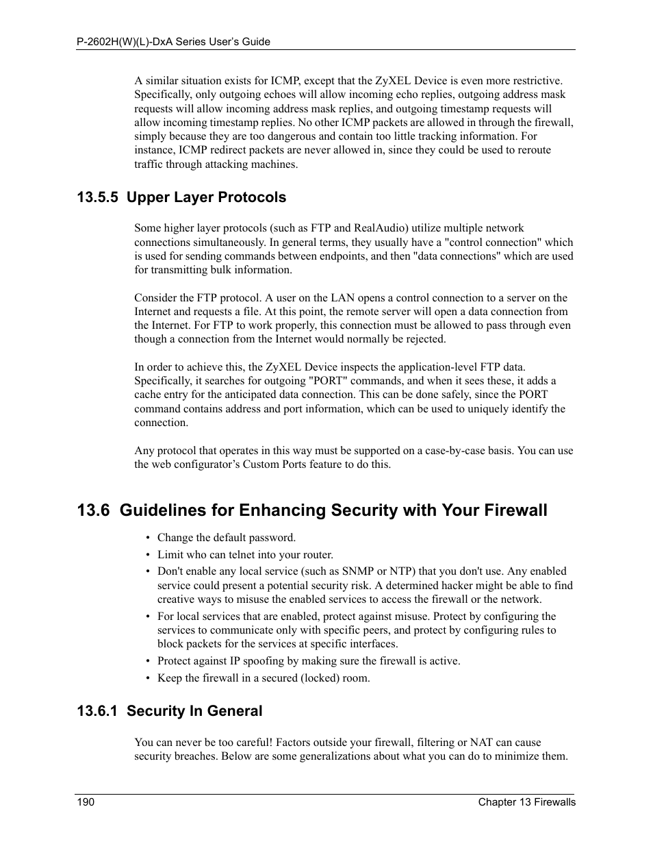 5 upper layer protocols, 1 security in general | ZyXEL Communications P-2602HW(L) Series User Manual | Page 190 / 427