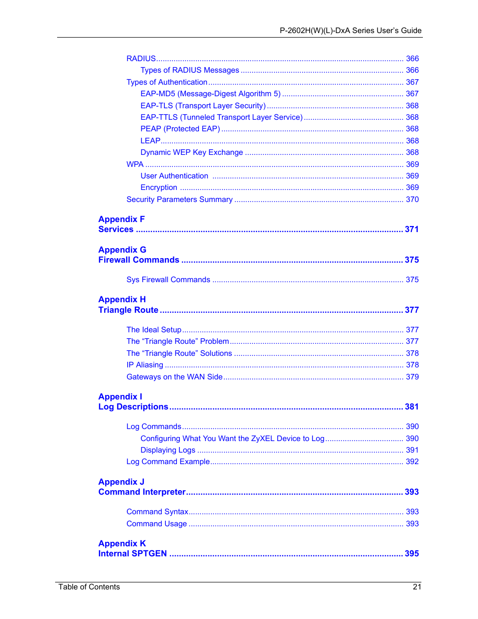 ZyXEL Communications P-2602HW(L) Series User Manual | Page 21 / 427