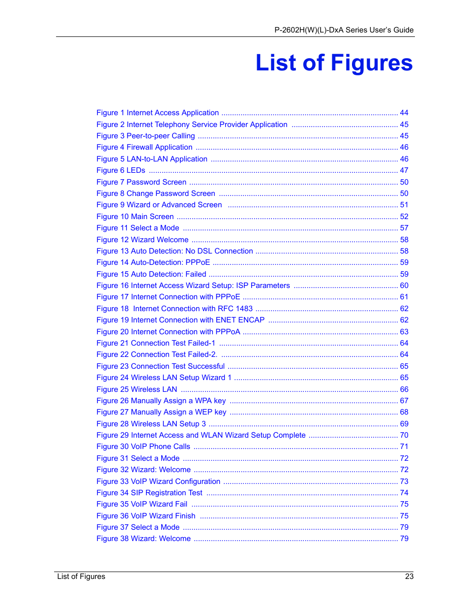 List of figures | ZyXEL Communications P-2602HW(L) Series User Manual | Page 23 / 427