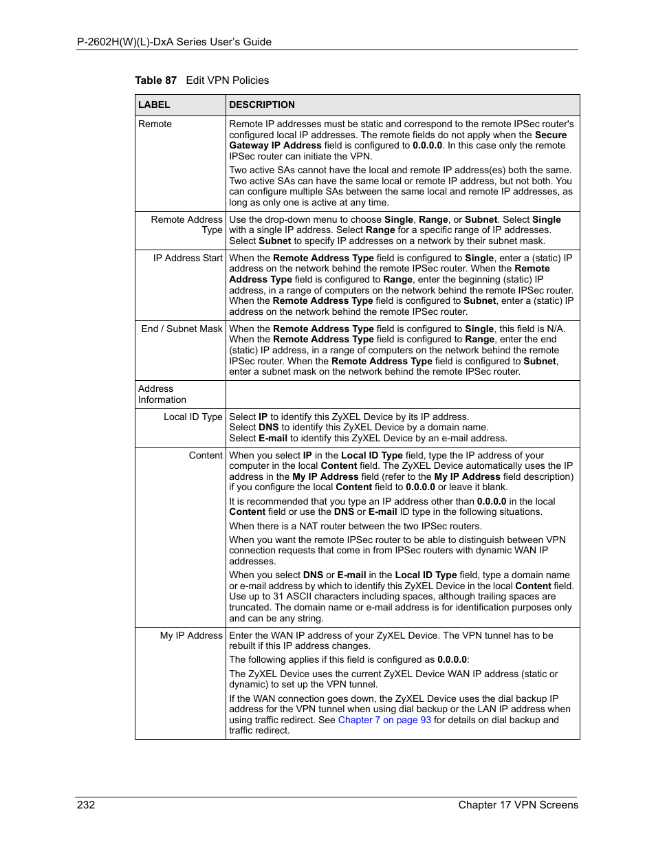 ZyXEL Communications P-2602HW(L) Series User Manual | Page 232 / 427