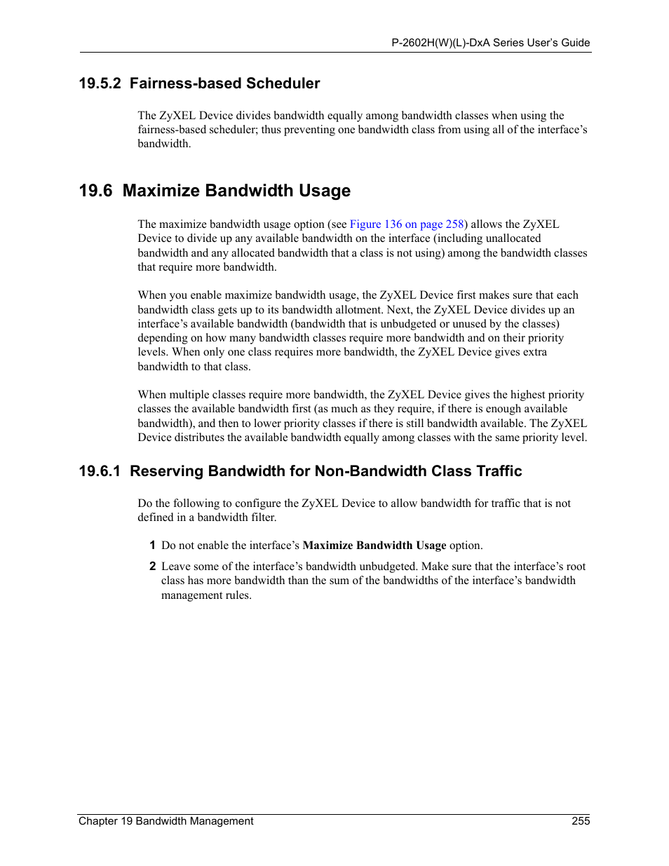 2 fairness-based scheduler, 6 maximize bandwidth usage | ZyXEL Communications P-2602HW(L) Series User Manual | Page 255 / 427