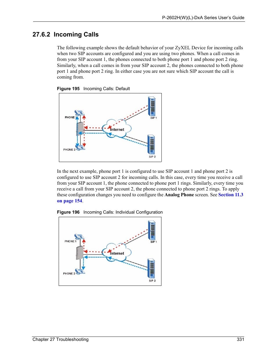 2 incoming calls | ZyXEL Communications P-2602HW(L) Series User Manual | Page 331 / 427