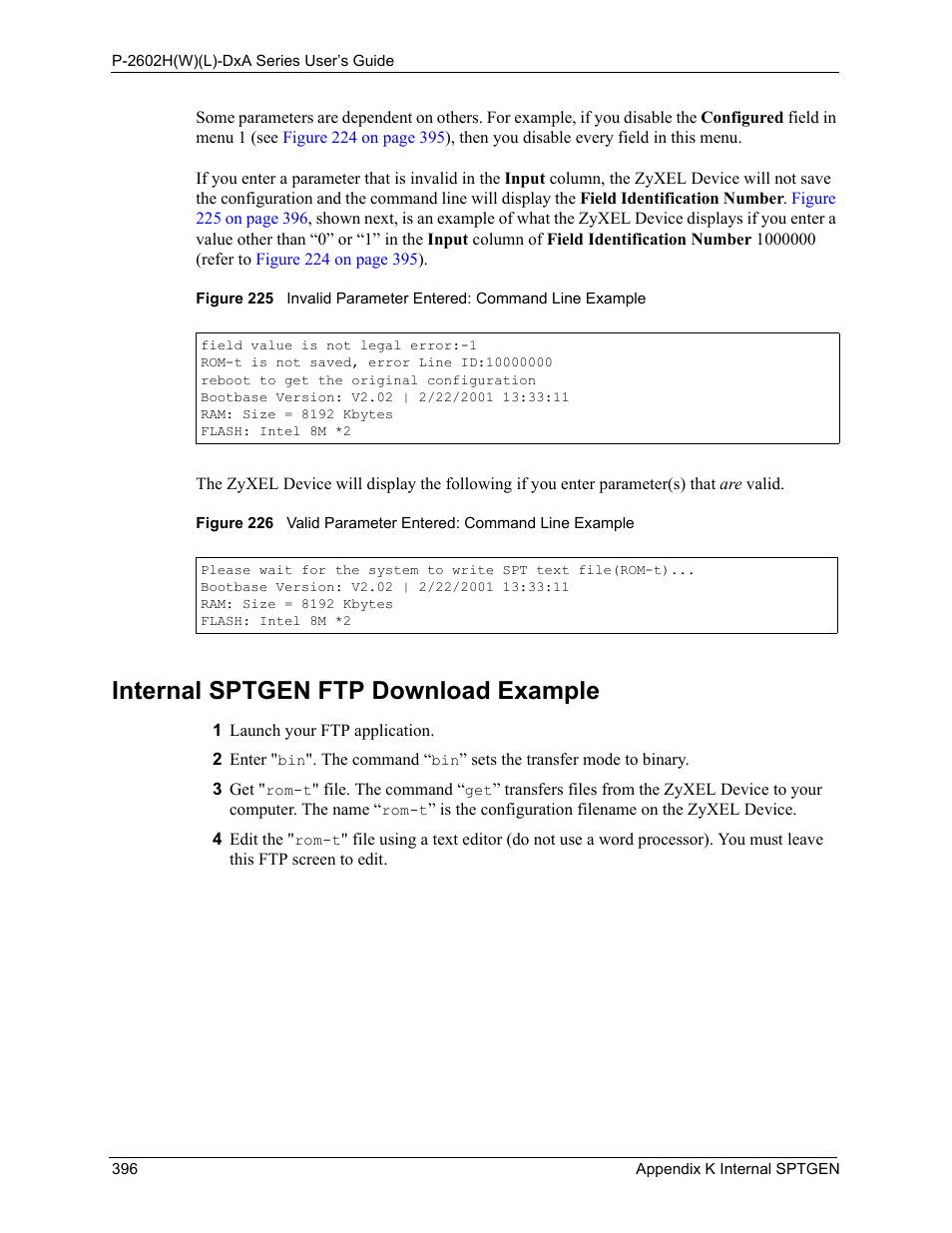 Internal sptgen ftp download example | ZyXEL Communications P-2602HW(L) Series User Manual | Page 396 / 427