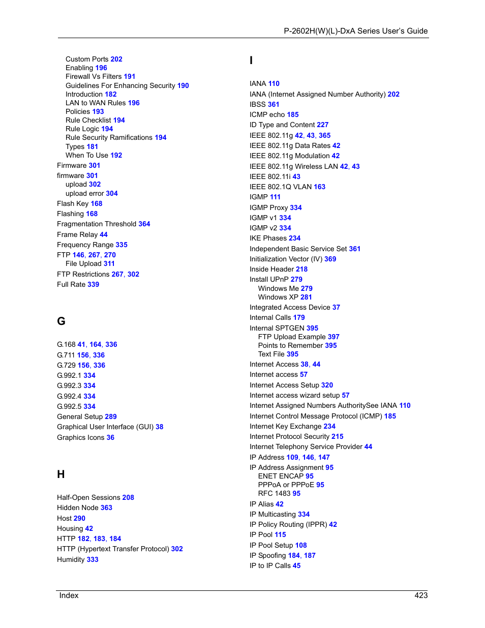ZyXEL Communications P-2602HW(L) Series User Manual | Page 423 / 427