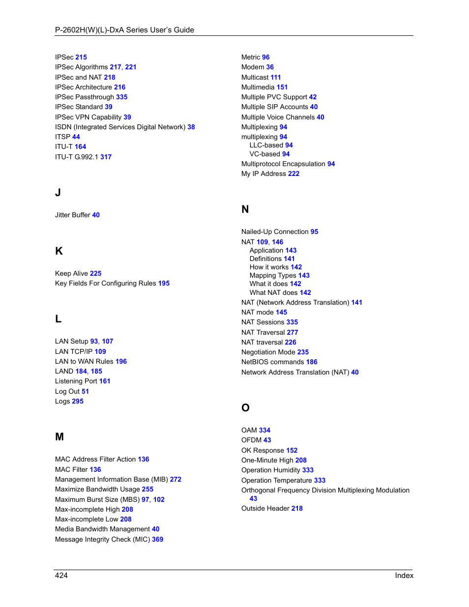 ZyXEL Communications P-2602HW(L) Series User Manual | Page 424 / 427