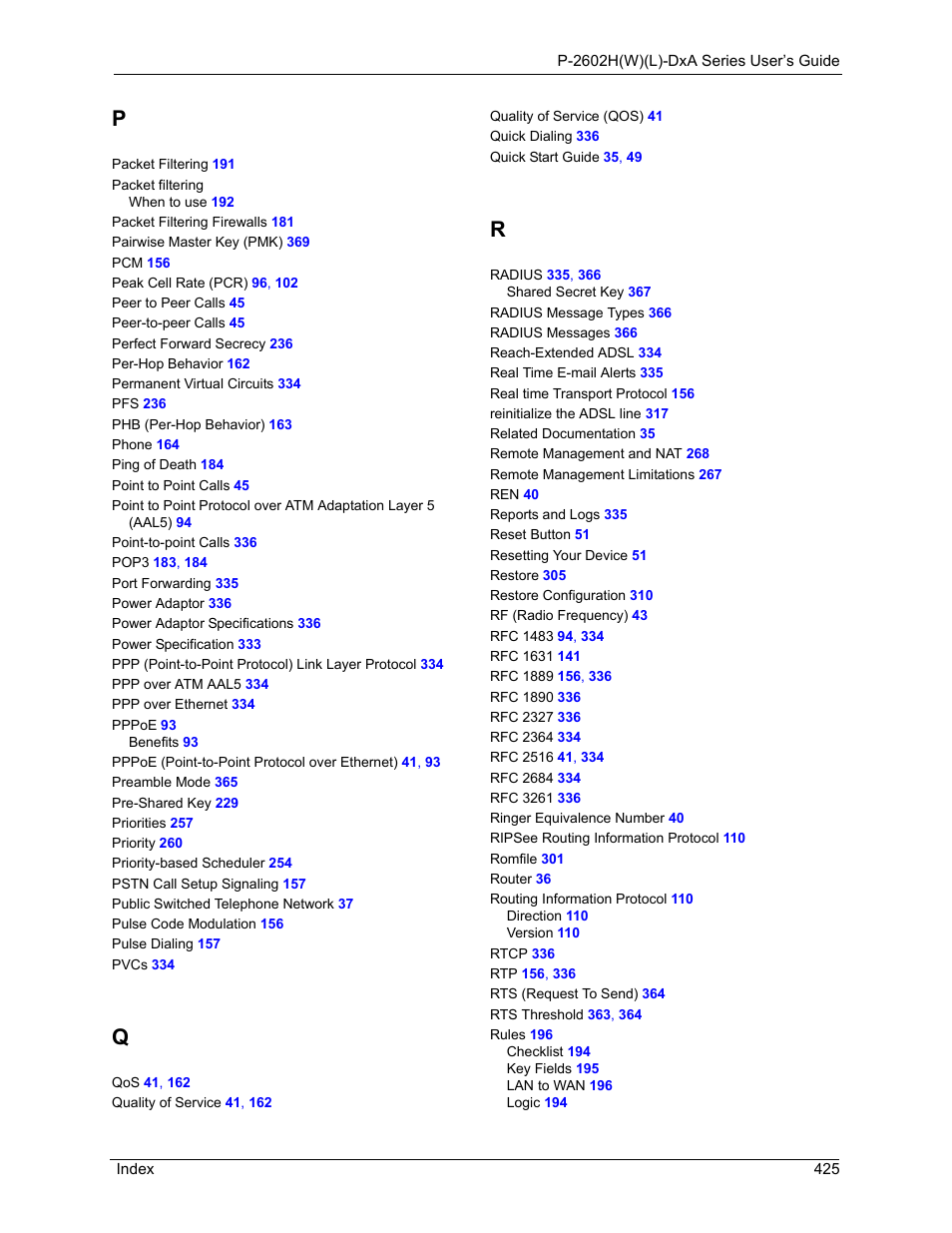 ZyXEL Communications P-2602HW(L) Series User Manual | Page 425 / 427