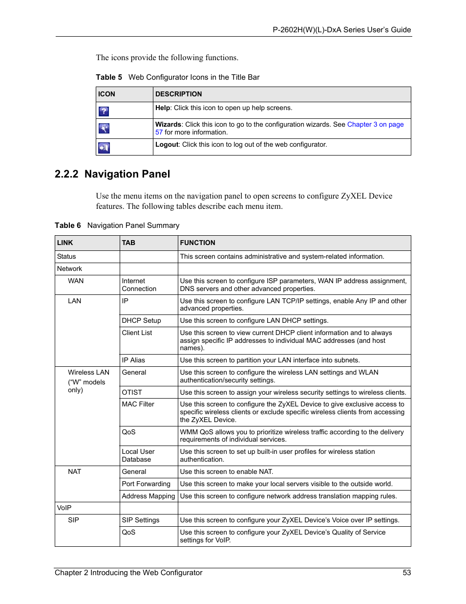 2 navigation panel | ZyXEL Communications P-2602HW(L) Series User Manual | Page 53 / 427