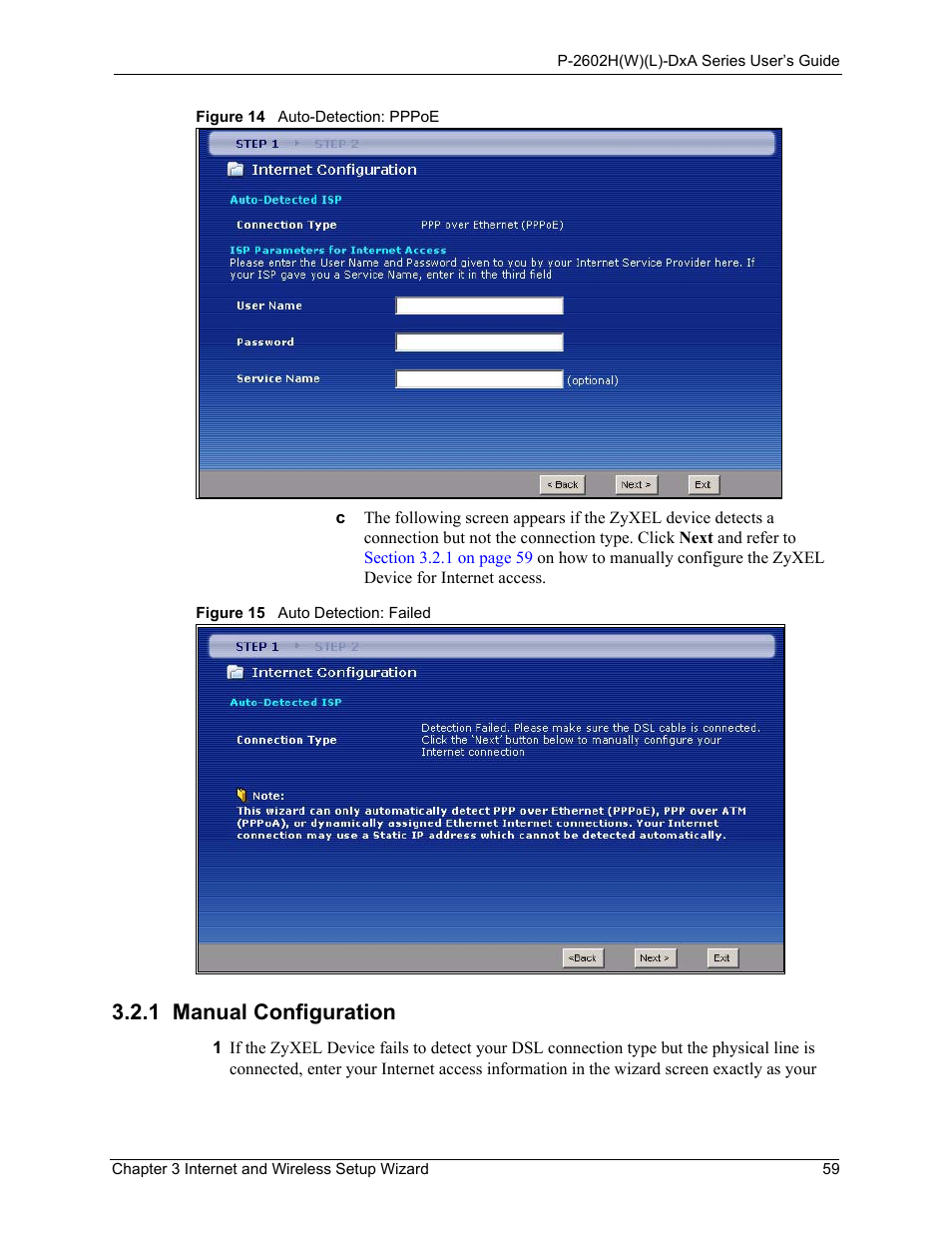 1 manual configuration | ZyXEL Communications P-2602HW(L) Series User Manual | Page 59 / 427