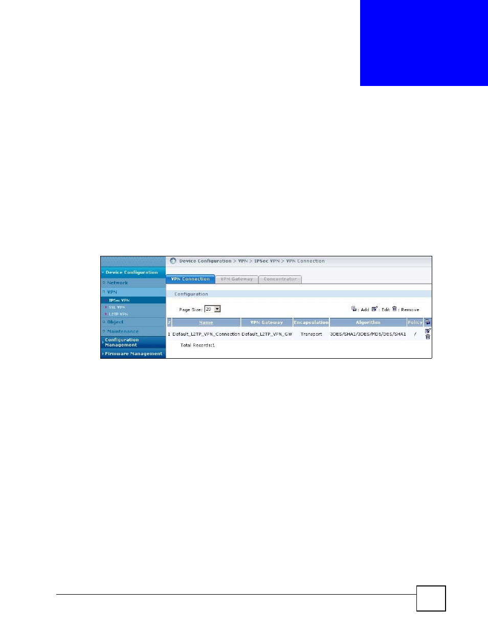 Device security settings, 1 firewall, 1 default rule | Chapter 6 device security settings, Device security settings (109) | ZyXEL Communications Centralized Network Management Vantage CNM User Manual | Page 109 / 430
