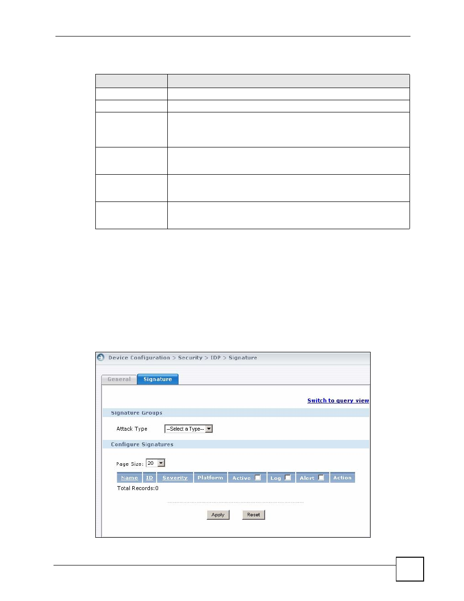 4 configuring idp signatures | ZyXEL Communications Centralized Network Management Vantage CNM User Manual | Page 155 / 430
