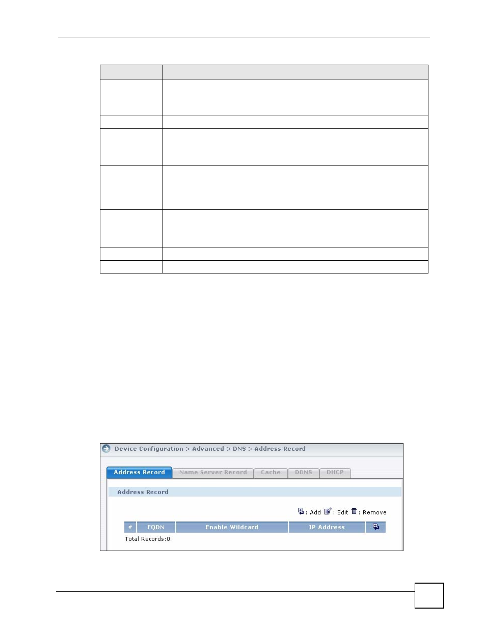 7 dns, 8 address record | ZyXEL Communications Centralized Network Management Vantage CNM User Manual | Page 195 / 430