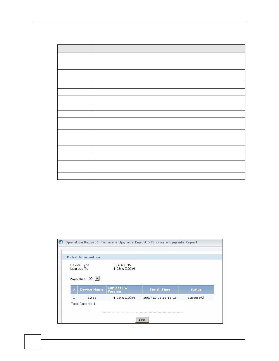 1 firmware report details | ZyXEL Communications Centralized Network Management Vantage CNM User Manual | Page 280 / 430