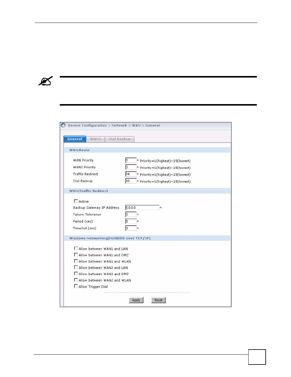 3 wan general (zynos zywall) | ZyXEL Communications Centralized Network Management Vantage CNM User Manual | Page 67 / 430