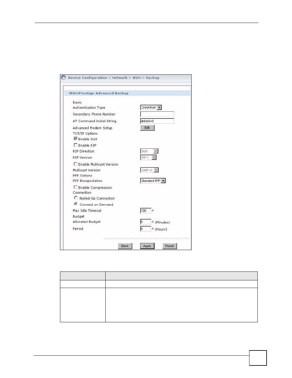 8 advanced wan backup (prestige) | ZyXEL Communications Centralized Network Management Vantage CNM User Manual | Page 97 / 430