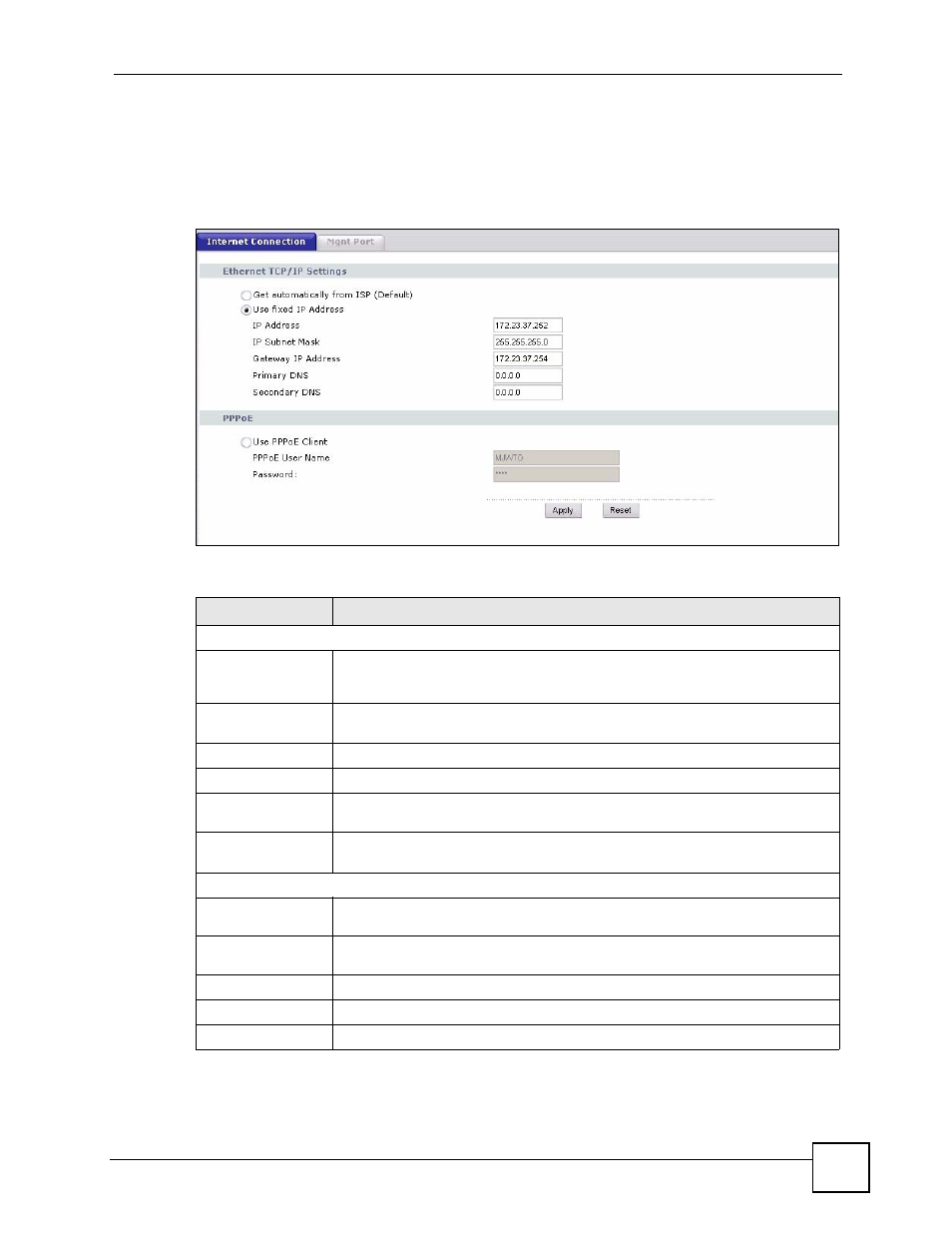 2 internet connection, Figure 129 network > internet connection, Table 104 network > internet connection | ZyXEL Communications V501-T1 User Manual | Page 175 / 294