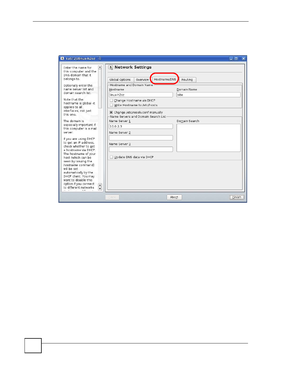 Figure 198 opensuse 10.3: network settings | ZyXEL Communications V501-T1 User Manual | Page 262 / 294
