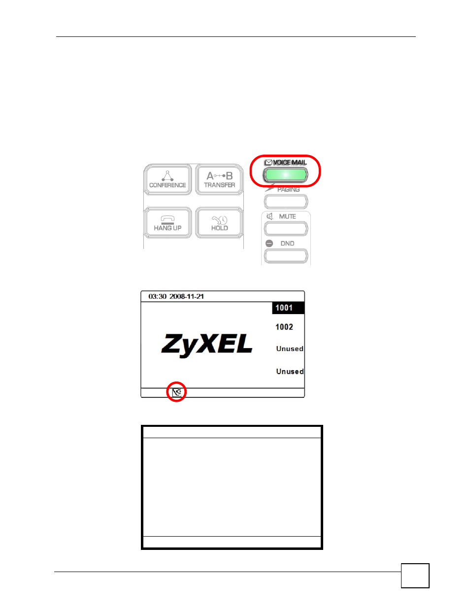 6 retrieving voice mail, 55 3.6 retrieving voice mail | ZyXEL Communications V501-T1 User Manual | Page 55 / 294