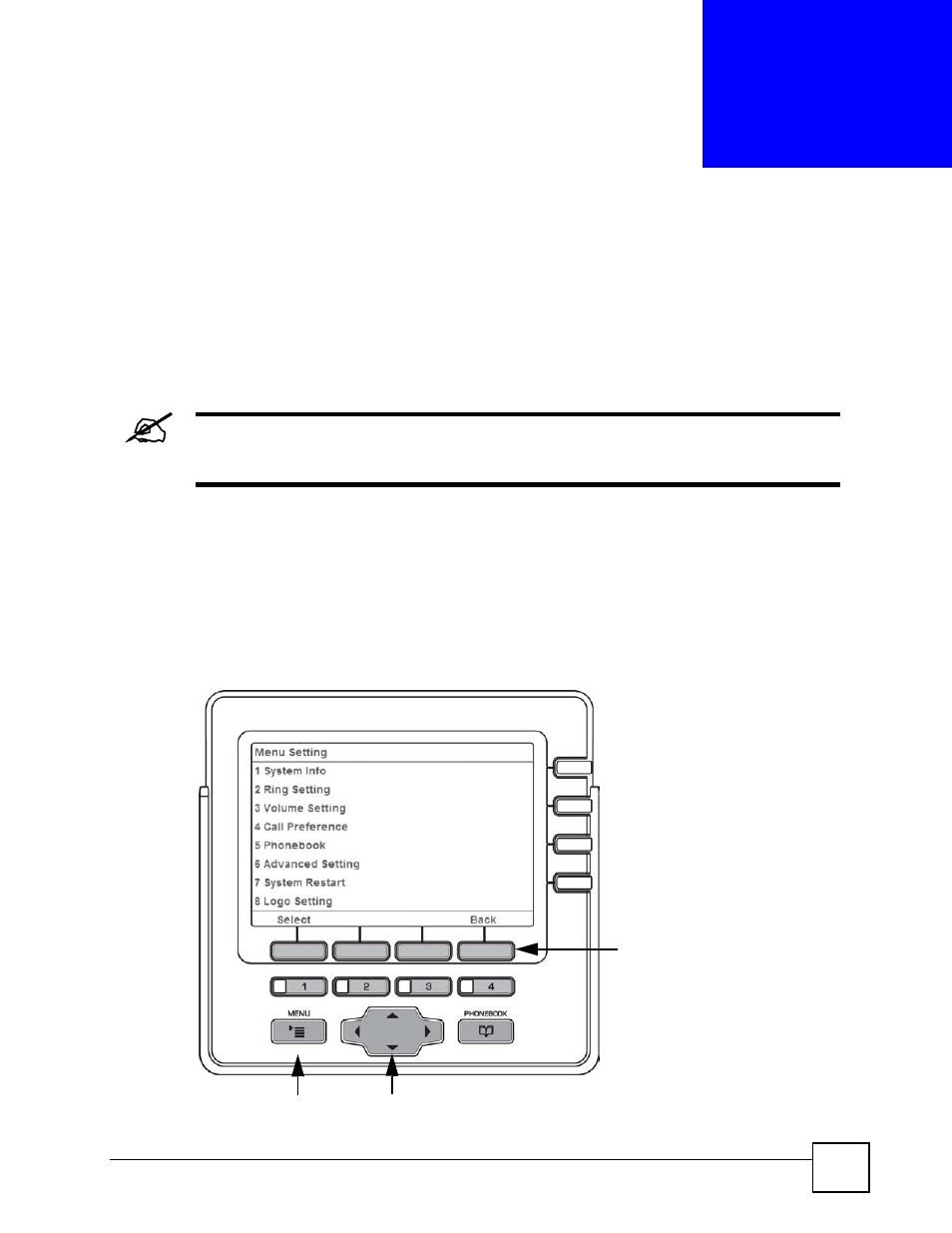 Using the lcd screen, 1 overview, 2 the navigation pad | Chapter 4 using the lcd screen, Figure 7 the v500 lcd screen and navigation pad, Chapter 4 on, Using the lcd screen (61) | ZyXEL Communications V501-T1 User Manual | Page 61 / 294