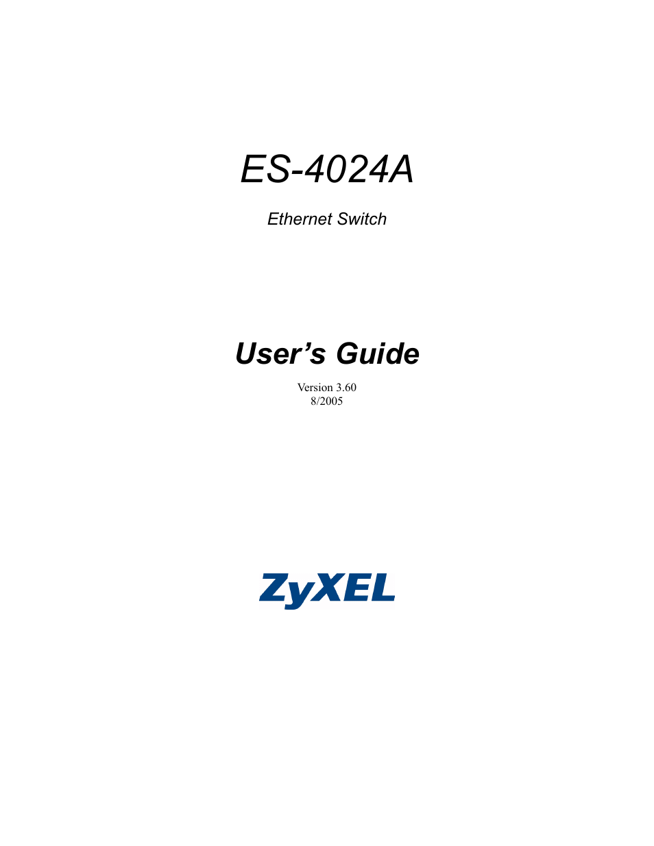 ZyXEL Communications ZyXEL Dimension ES-4024 User Manual | 284 pages