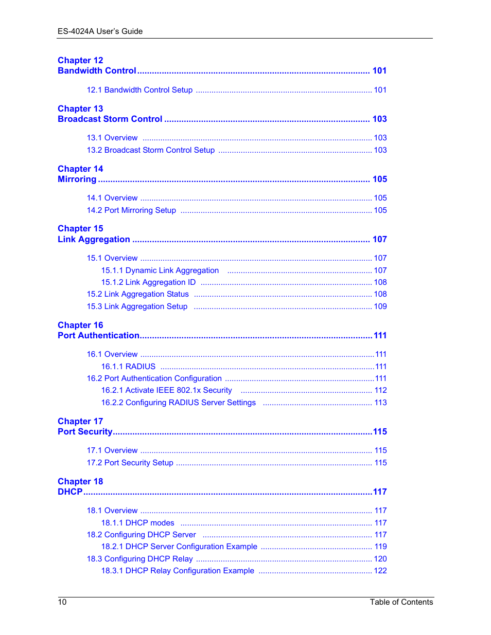 ZyXEL Communications ZyXEL Dimension ES-4024 User Manual | Page 11 / 284