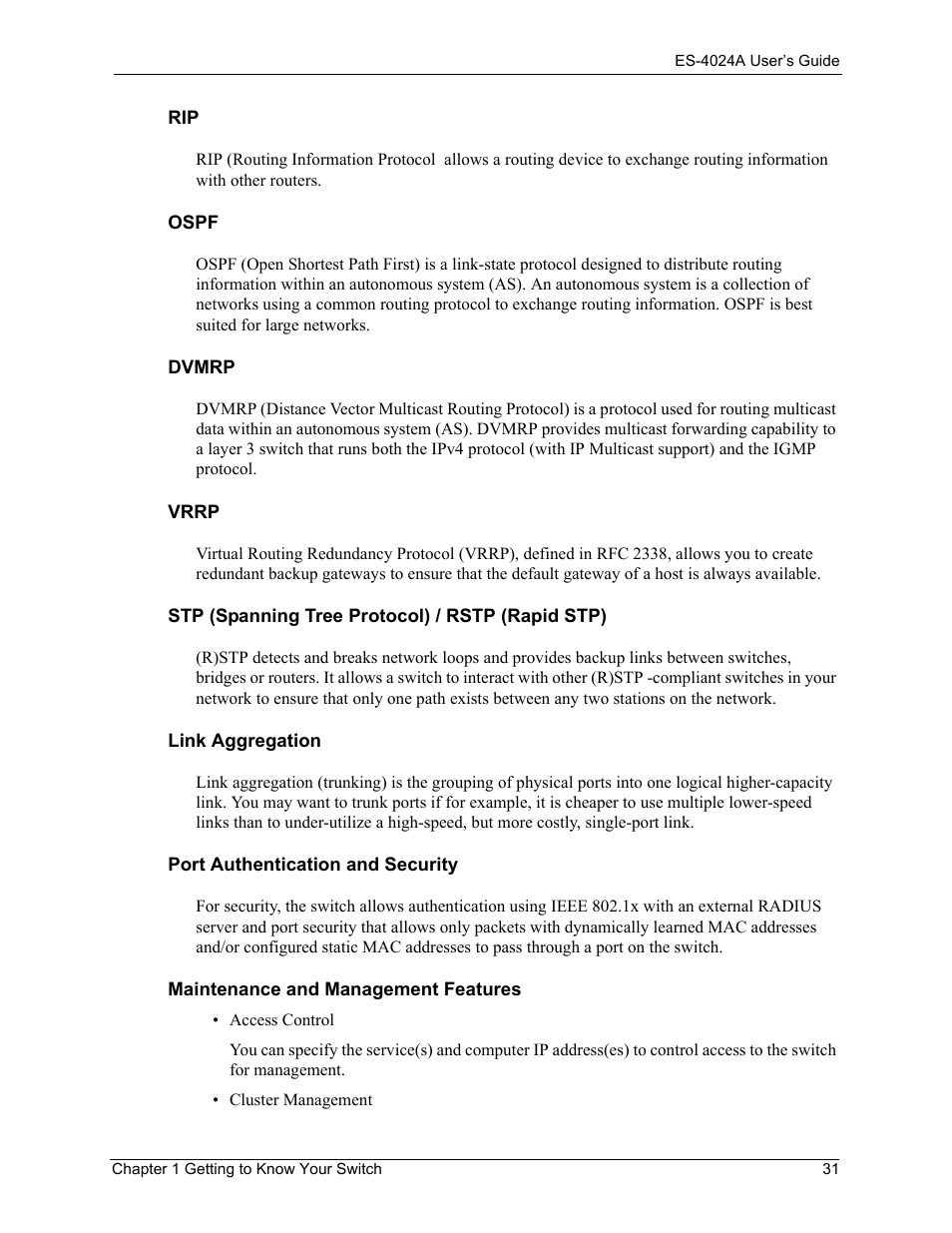 ZyXEL Communications ZyXEL Dimension ES-4024 User Manual | Page 32 / 284