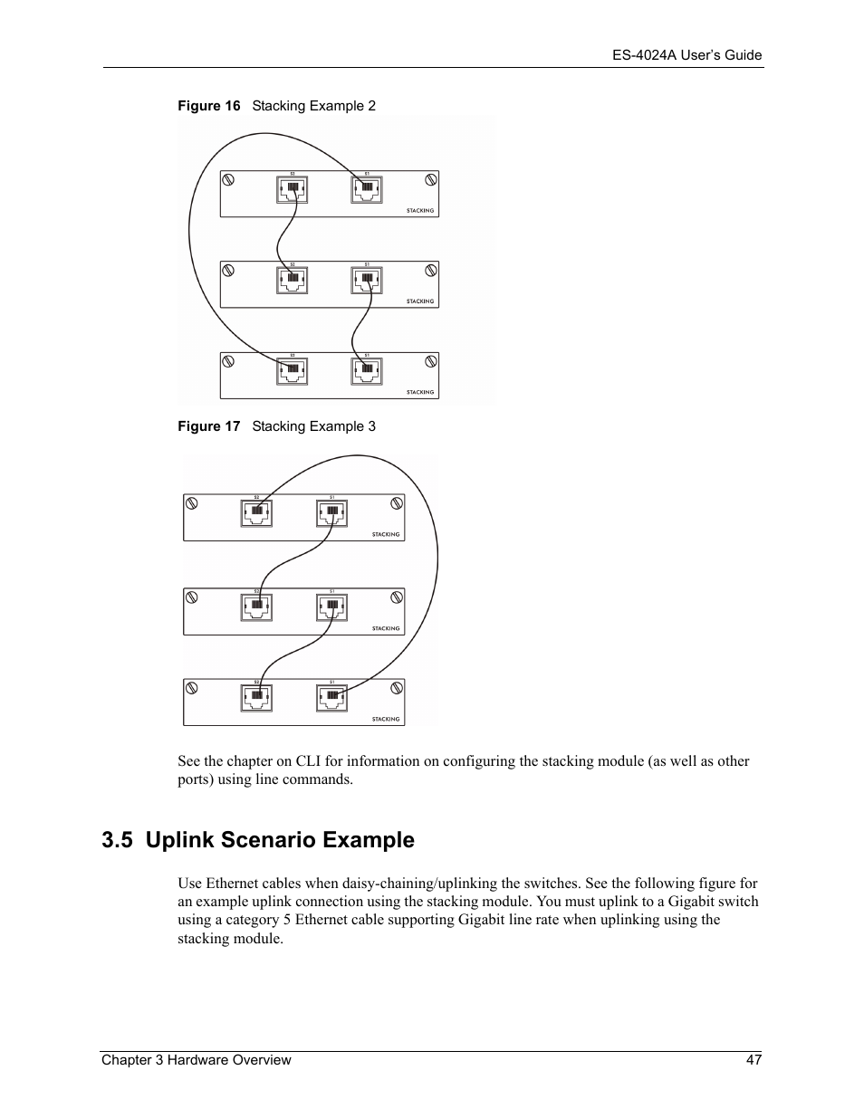 5 uplink scenario example | ZyXEL Communications ZyXEL Dimension ES-4024 User Manual | Page 48 / 284