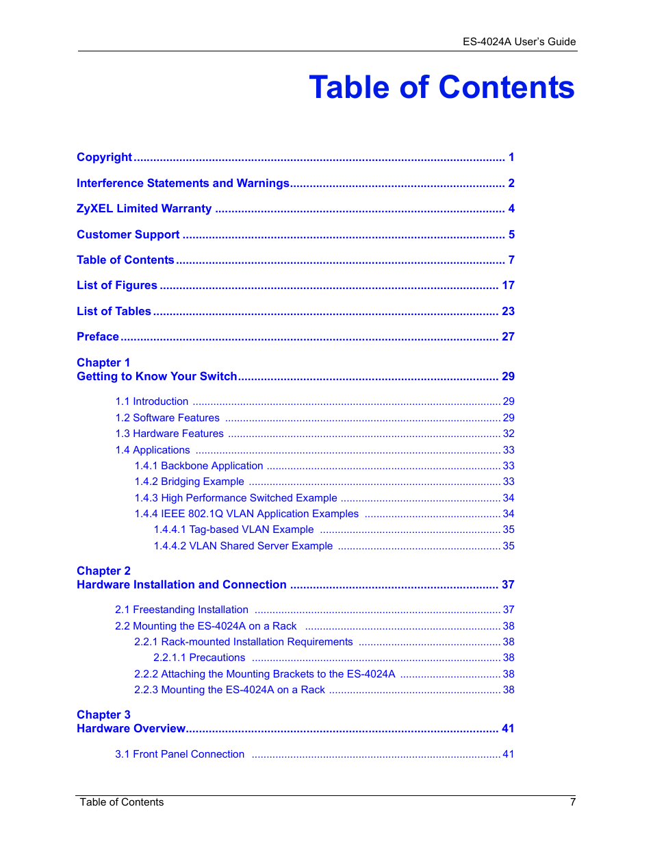 ZyXEL Communications ZyXEL Dimension ES-4024 User Manual | Page 8 / 284