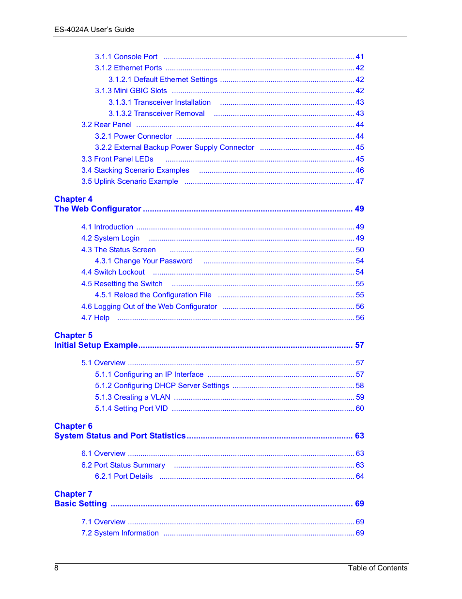 ZyXEL Communications ZyXEL Dimension ES-4024 User Manual | Page 9 / 284