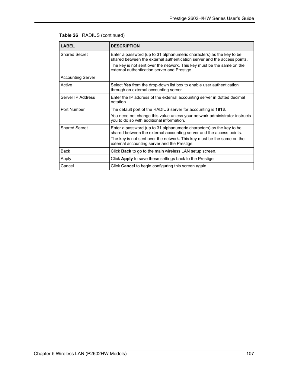 ZyXEL Communications Prestige 2602H Series User Manual | Page 107 / 550