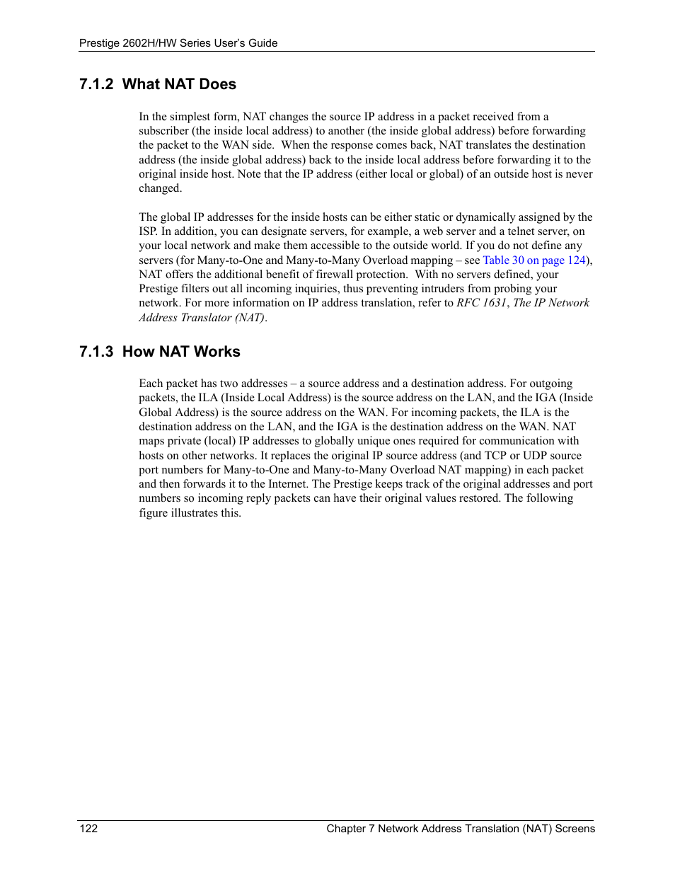 2 what nat does, 3 how nat works, 2 what nat does 7.1.3 how nat works | ZyXEL Communications Prestige 2602H Series User Manual | Page 122 / 550