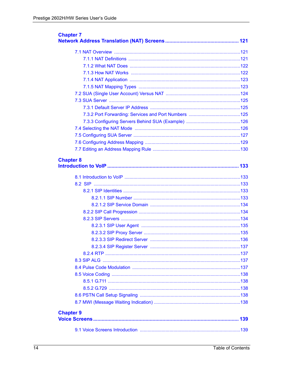 ZyXEL Communications Prestige 2602H Series User Manual | Page 14 / 550