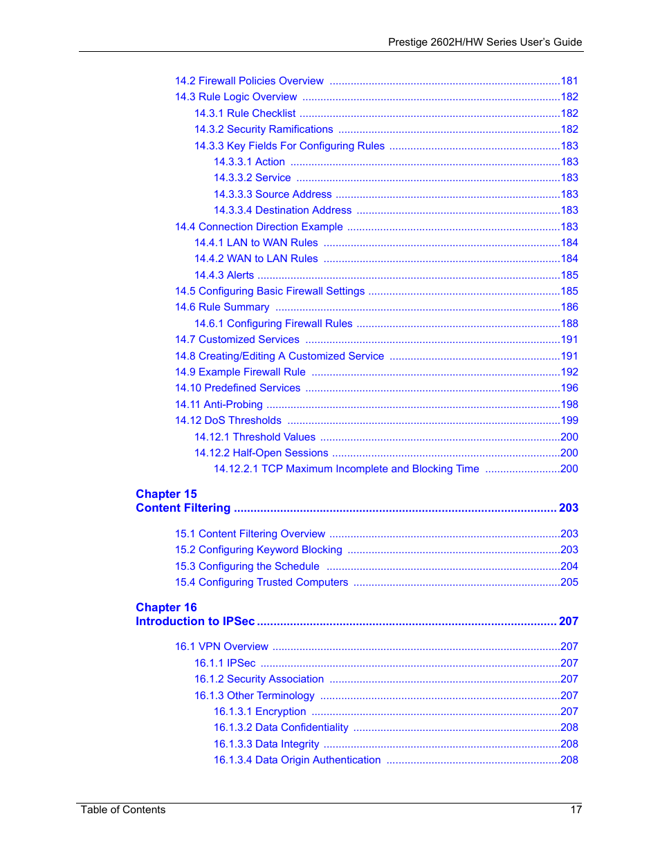 ZyXEL Communications Prestige 2602H Series User Manual | Page 17 / 550