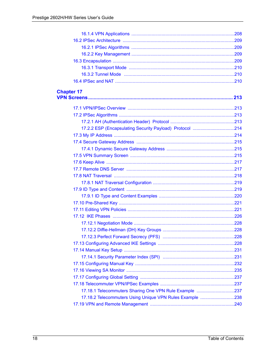 ZyXEL Communications Prestige 2602H Series User Manual | Page 18 / 550