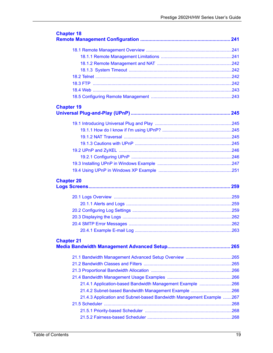 ZyXEL Communications Prestige 2602H Series User Manual | Page 19 / 550