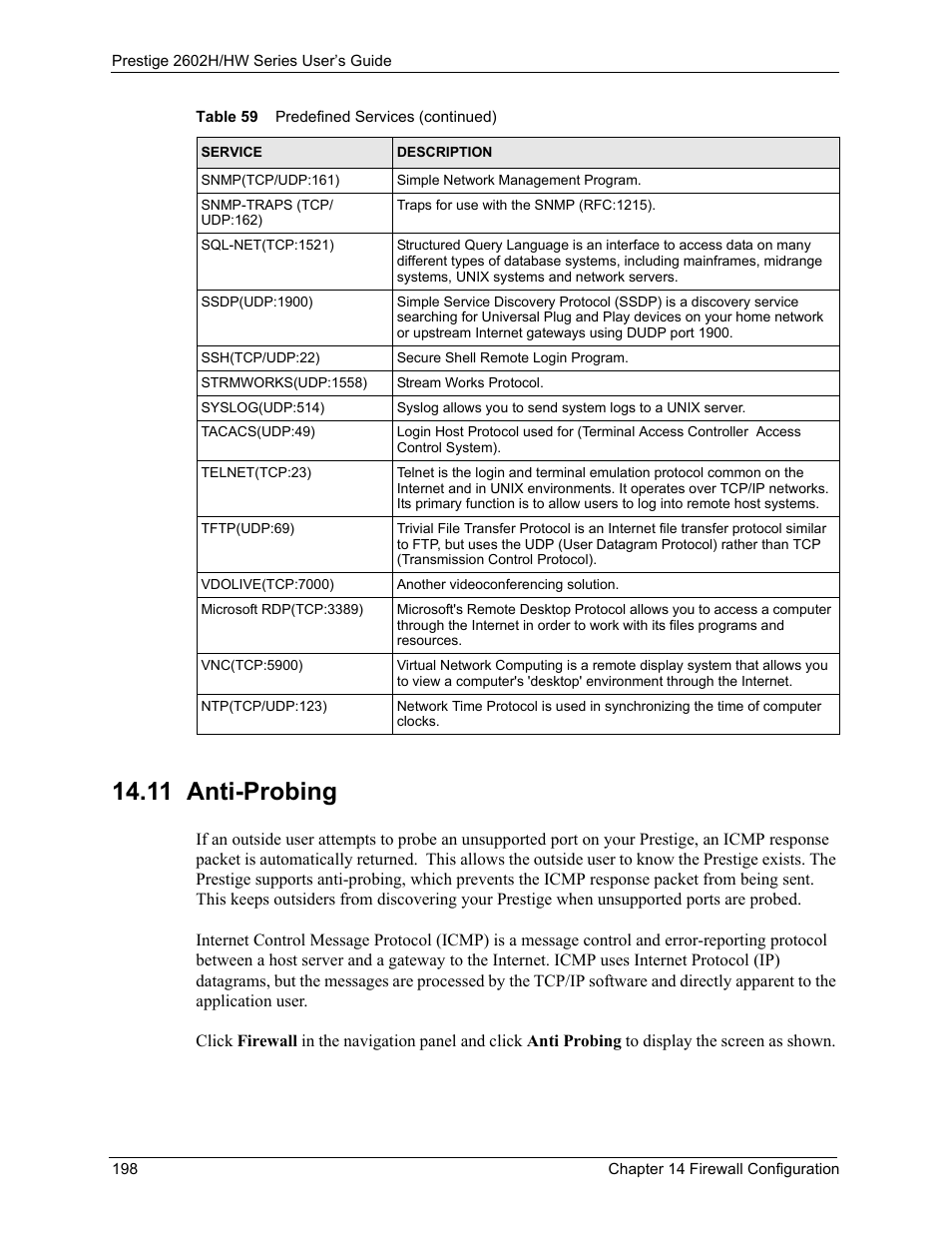 11 anti-probing | ZyXEL Communications Prestige 2602H Series User Manual | Page 198 / 550