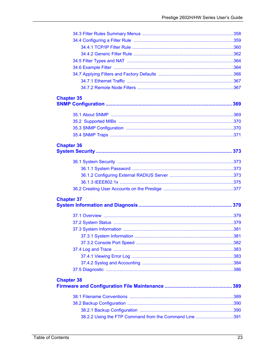 ZyXEL Communications Prestige 2602H Series User Manual | Page 23 / 550