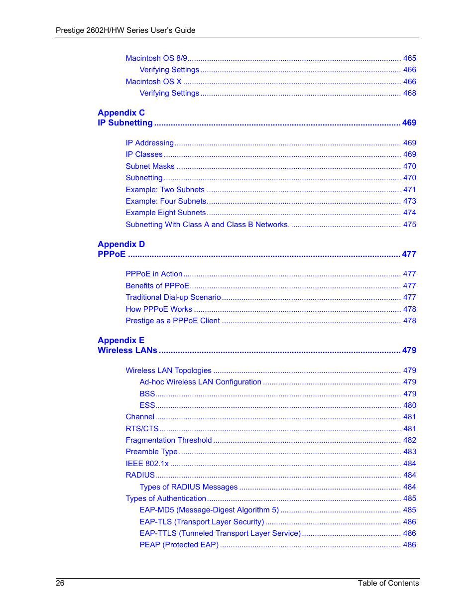 ZyXEL Communications Prestige 2602H Series User Manual | Page 26 / 550