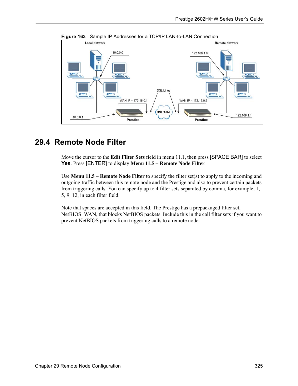 4 remote node filter | ZyXEL Communications Prestige 2602H Series User Manual | Page 325 / 550
