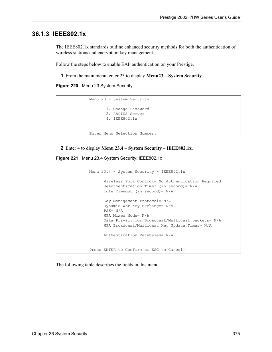 3 ieee802.1x | ZyXEL Communications Prestige 2602H Series User Manual | Page 375 / 550