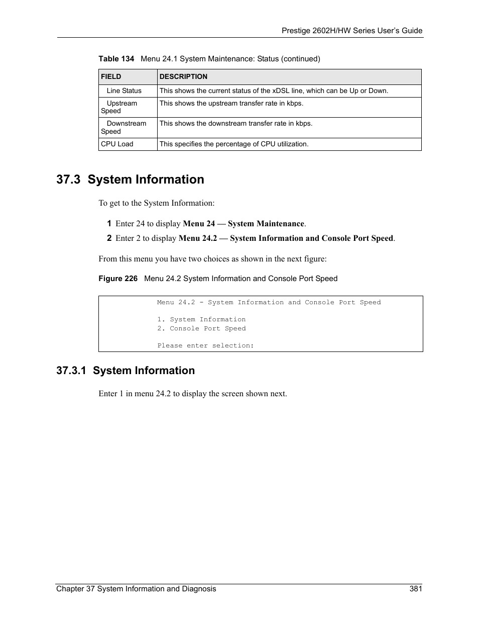 3 system information, 1 system information | ZyXEL Communications Prestige 2602H Series User Manual | Page 381 / 550