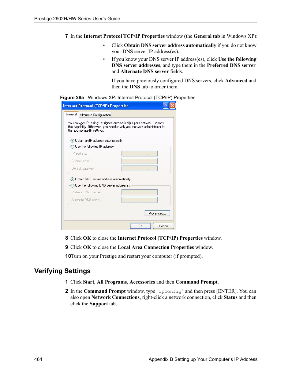Verifying settings | ZyXEL Communications Prestige 2602H Series User Manual | Page 464 / 550