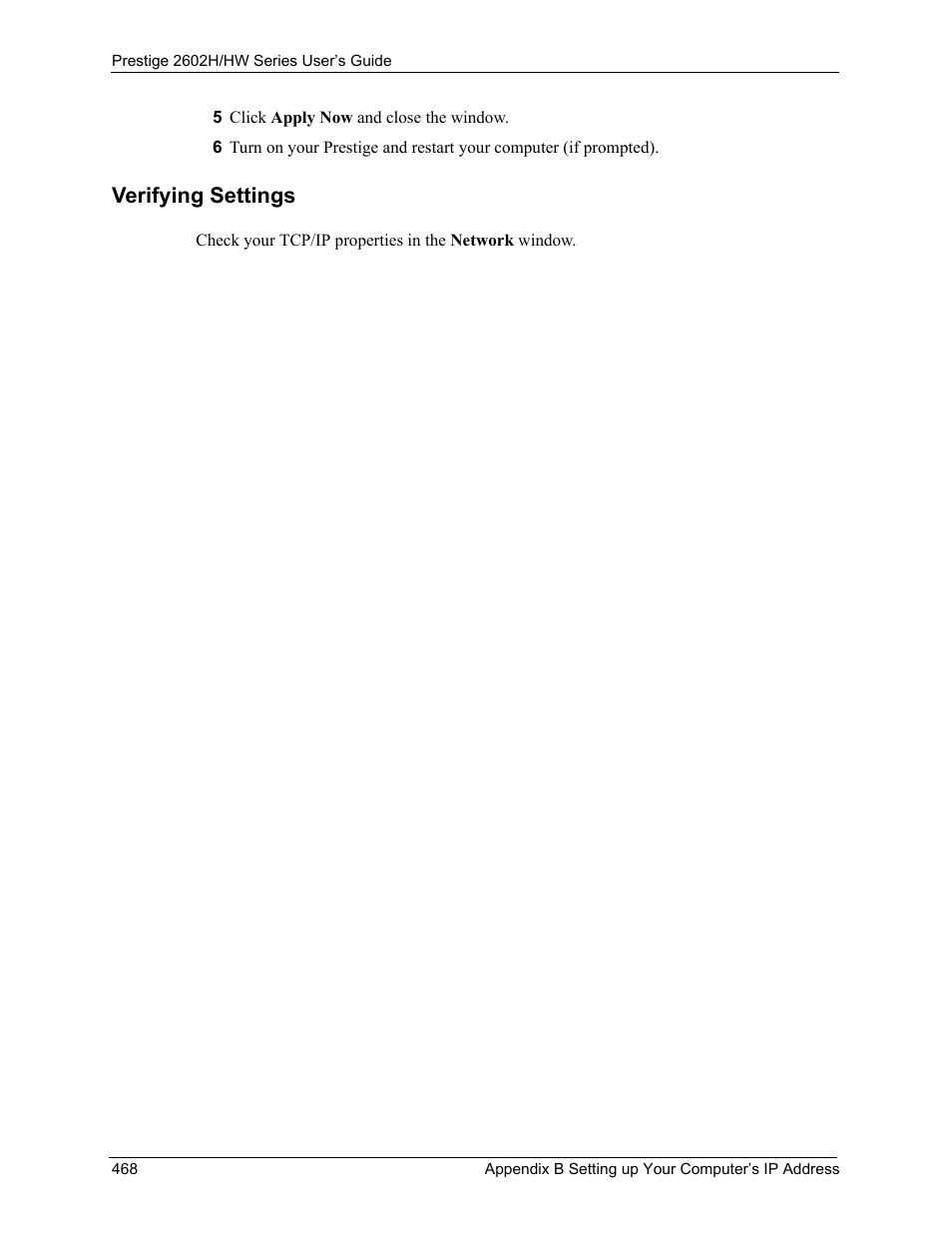 Verifying settings | ZyXEL Communications Prestige 2602H Series User Manual | Page 468 / 550
