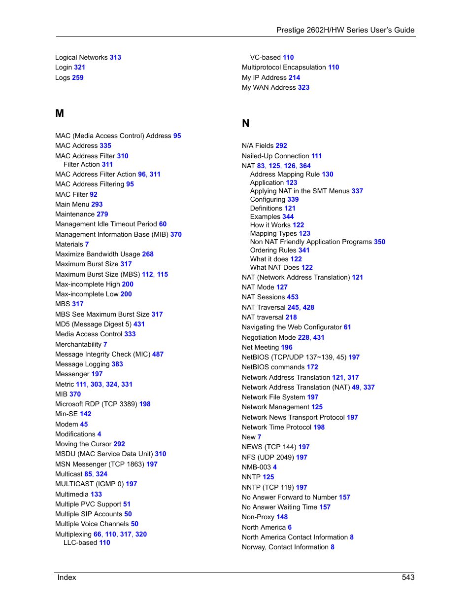 ZyXEL Communications Prestige 2602H Series User Manual | Page 543 / 550