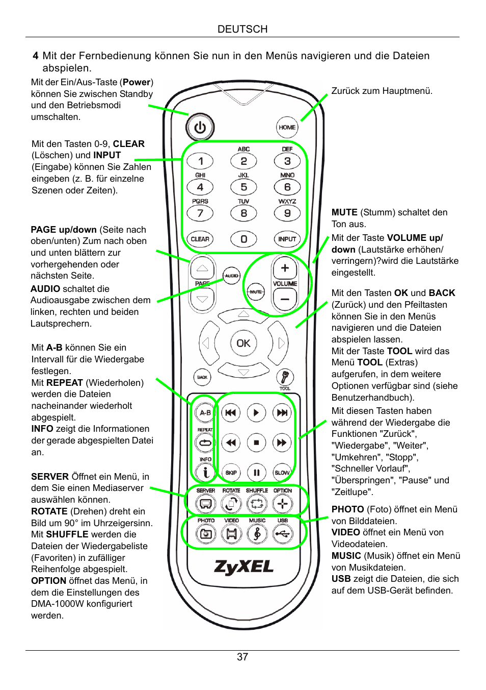 ZyXEL Communications 802.11 Wireless Digital Media Adaptor DMA-1000W User Manual | Page 37 / 121