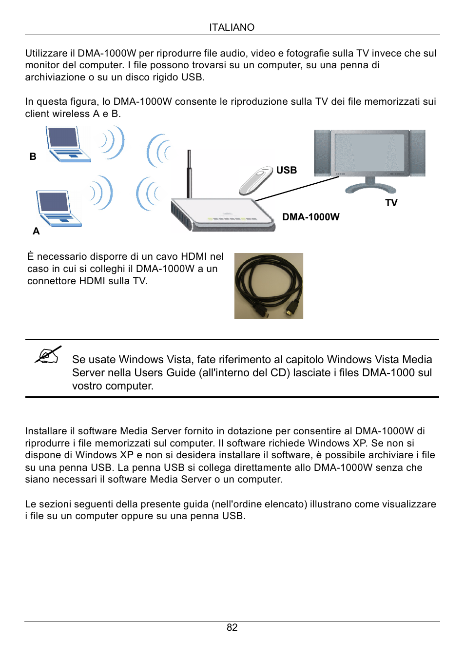 Italiano | ZyXEL Communications 802.11 Wireless Digital Media Adaptor DMA-1000W User Manual | Page 82 / 121