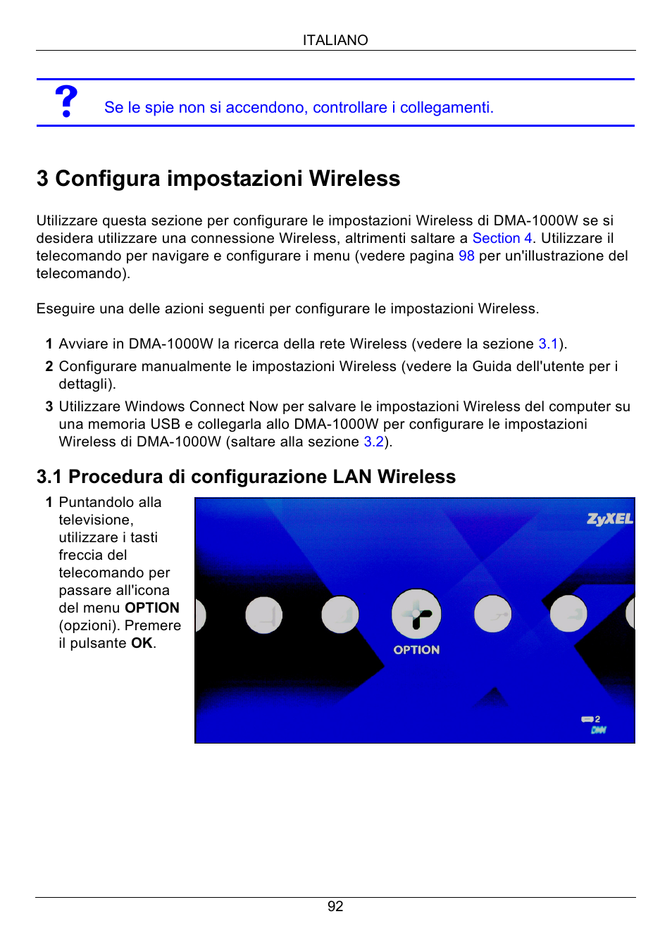 3 configura impostazioni wireless, 1 procedura di configurazione lan wireless | ZyXEL Communications 802.11 Wireless Digital Media Adaptor DMA-1000W User Manual | Page 92 / 121