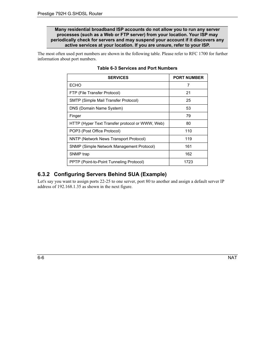 2 configuring servers behind sua (example) | ZyXEL Communications 792H User Manual | Page 108 / 428