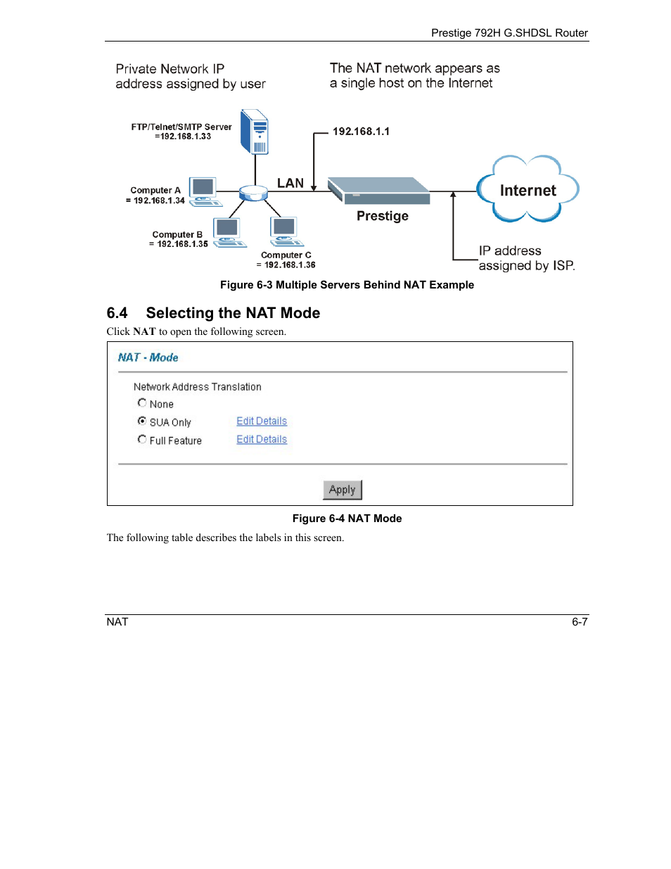 Selecting the nat mode, 4 selecting the nat mode | ZyXEL Communications 792H User Manual | Page 109 / 428