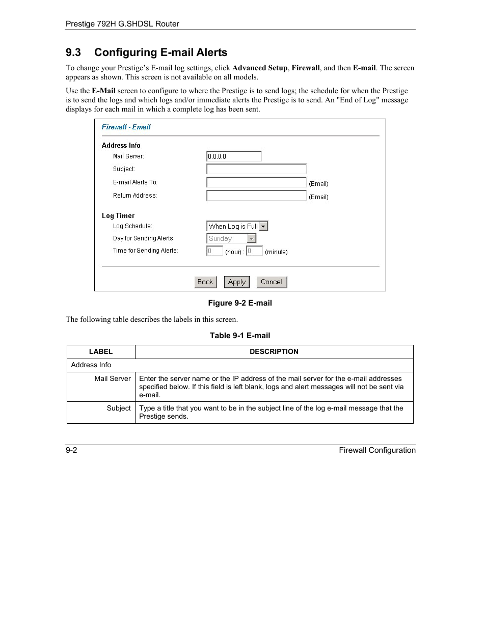 Configuring e-mail alerts, 3 configuring e-mail alerts | ZyXEL Communications 792H User Manual | Page 136 / 428